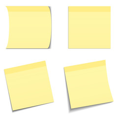 4 Yellow Stick Notes on white background