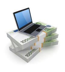 Notebook on a stack of euro.