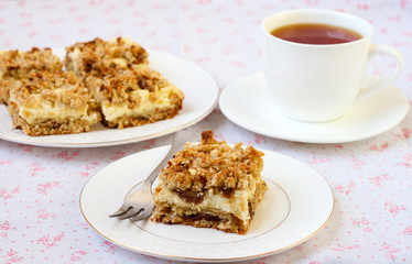 Date, oatmeal bars with cheese filling