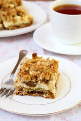 Date, oatmeal bars with cheese filling