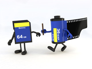 relay between film photo roll and memory stick