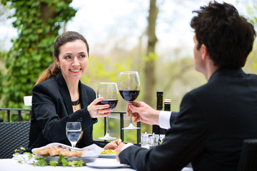 Businesspeople having lunch in restaurant