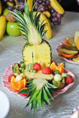 Carved Fruit Arrangement .fresh various fruits .Assortment of ex