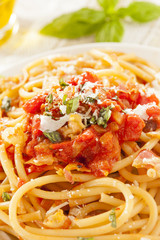 Homemade Bucatini Amatriciana Pasta