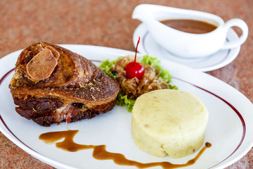 Deep fried pork leg .