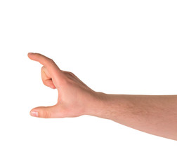 Showing a small size, hand gesture isolated