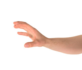 Grabbing hand gesture isolated