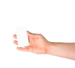 Calling card in a hand isolated