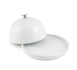 Ceramic plate cover over white dish