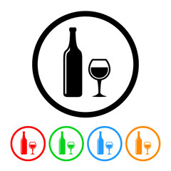 Wine Icon with Four Color Variations