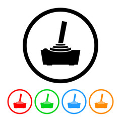 Video Game Joystick Icon Vector with Four Color Variations