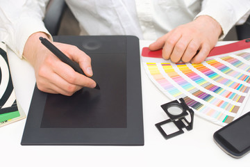 Graphic designer at work