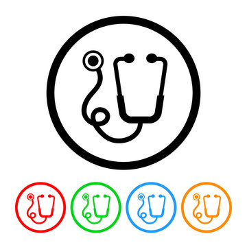 Stethoscope Icon Vector with Four Color Variations