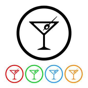 Martini Icon Vector with Four Color Variations