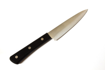 black knife on white background