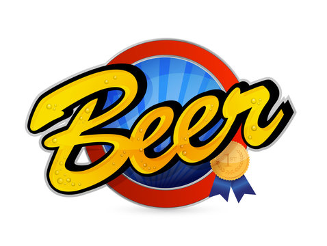 Beer poster sign seal illustration design