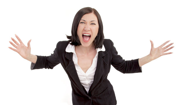 Businesswoman Screaming In Delirium