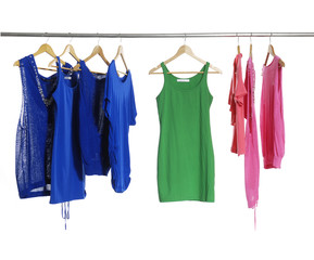 fashion colorful shirt clothing on hangers