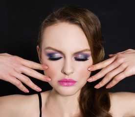 glamour girl with bright make-up