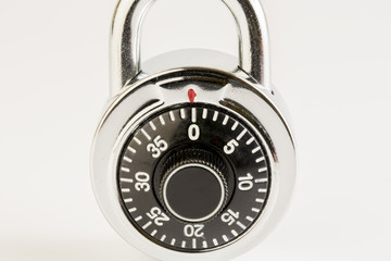 Combination lock on white background