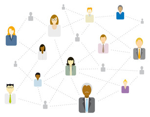 Social / Business network connecting (Diversity) - obrazy, fototapety, plakaty