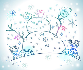 Christmas Card for xmas design with snowman