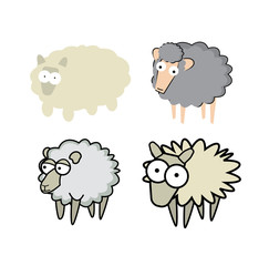 Different cartoon style sheeps