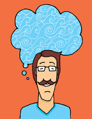 Man thinking of water waves