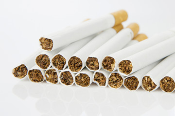 Closeup of a pile of cigarettes