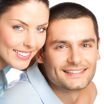 Portrait of young smiling attractive couple