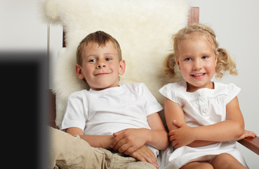 Children watching TV
