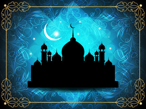 religious vector eid background with mosque.