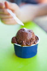 Closeup of chocolate ice cream