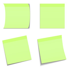 4 Light Green Stick Notes on White Background