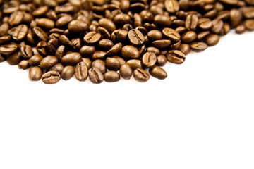 beans of coffee isolated on white background