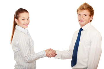 Handshake , isolated on white background
