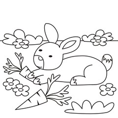 rabbit - coloring book, vector illustration