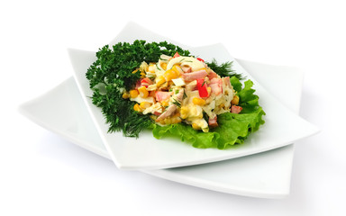a salad of corn and Chinese cabbage