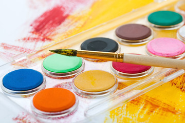 Paints and brushes