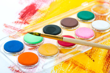 Paints and brushes