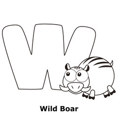 Coloring Alphabet for Kids, W