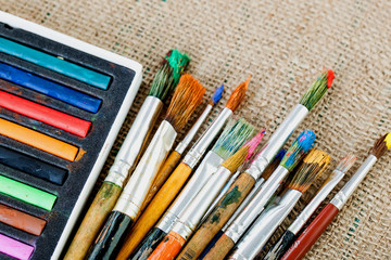 Fototapeta premium Paints and brushes