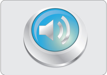 Volume icon blue button, vector