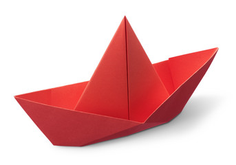 origami paper boat - obrazy, fototapety, plakaty