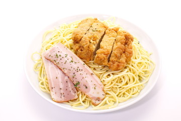 Spaghetti carbonara, a typical italian dish