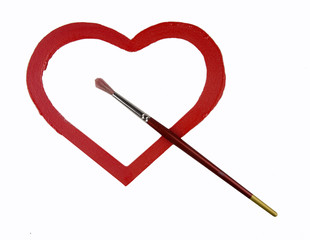 Red heart love. Art oil(acryl) paints.