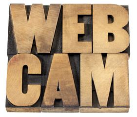 webcam word in wood type