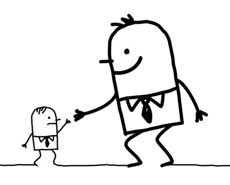 big one giving help to small one