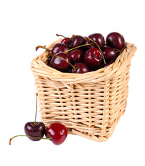 Sweet cherries  in a basket