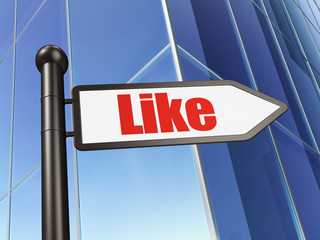 Social media concept: Like on Building background